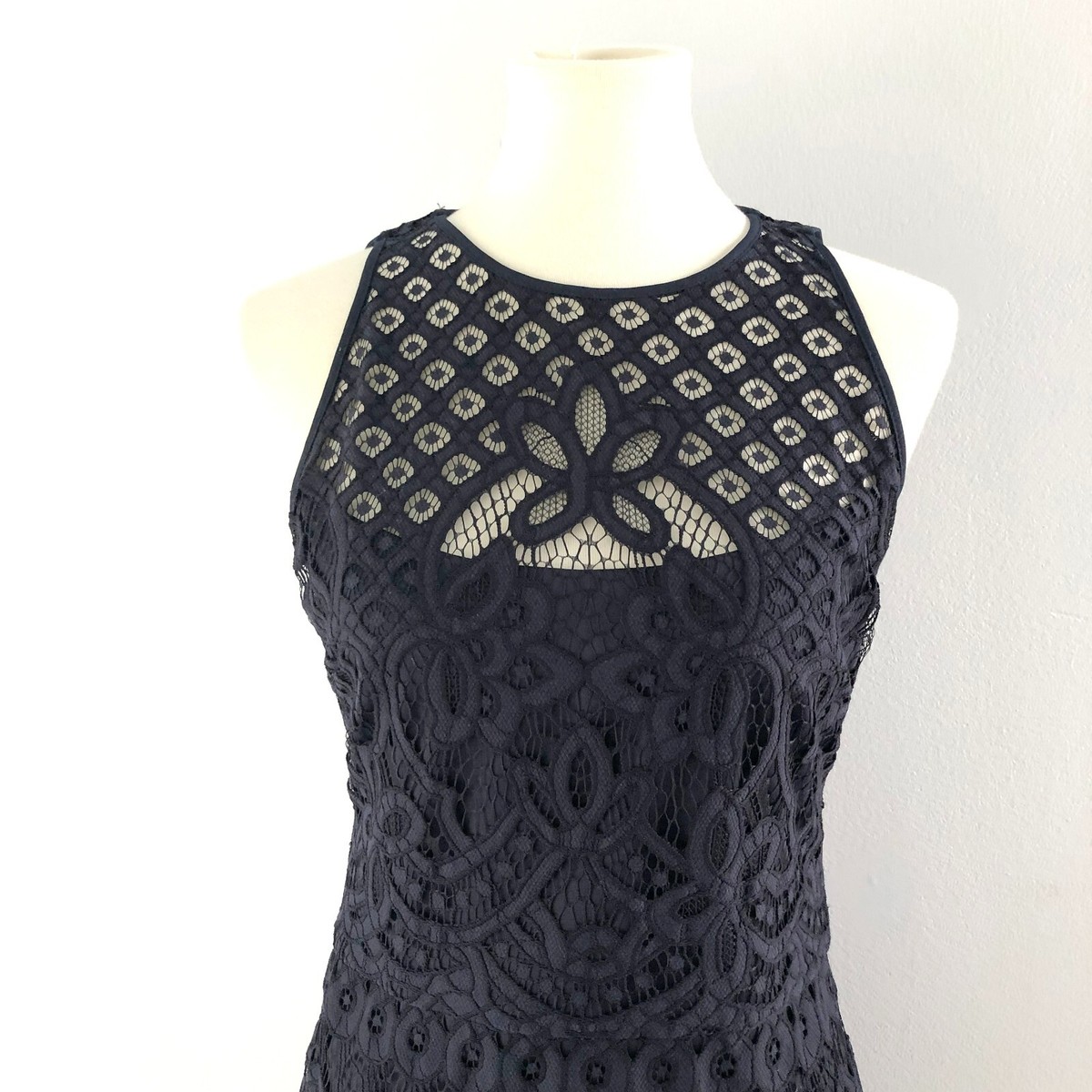 VERA WANG Navy Lace Gown Floor Length Dress Lined | eBay