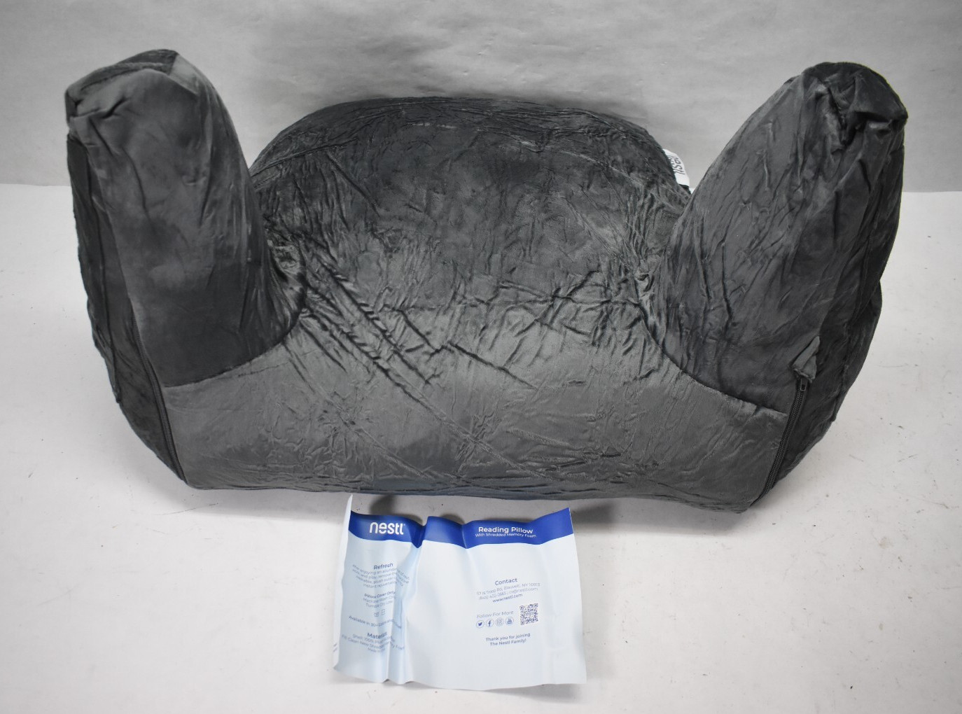 Nestl Reading Pillow Shredded Memory Foam Filling Back For Sitting Gray Bedding