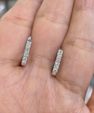 Round Cut Simulated Diamond 14K White Gold Plated Huggie Hoop Women's Earring