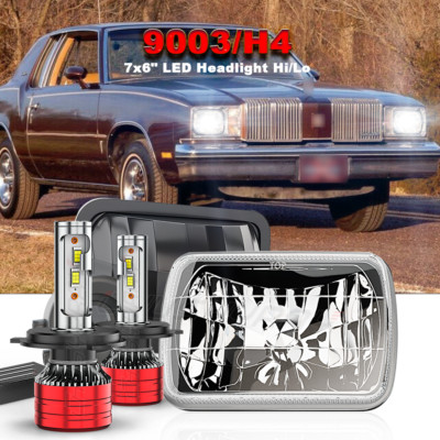 Pair 7x6 inch Square Led Headlights for Oldsmobile Cutlass Supreme 1978-1979