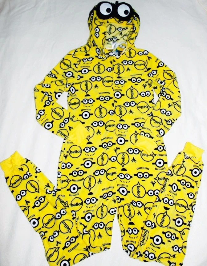 Bello DESPICABLE ME MINION HOODED NON FOOTED PAJAMAS 1 PC M NWT