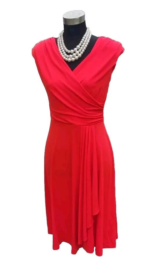 Abito limitato Alyx taglia S arancione arricciato collo a V casual donna guaina a maglia NUOVO $60