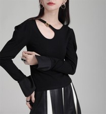 Women Round neck flared sleeve Blouse T-shirt top Pullover casual