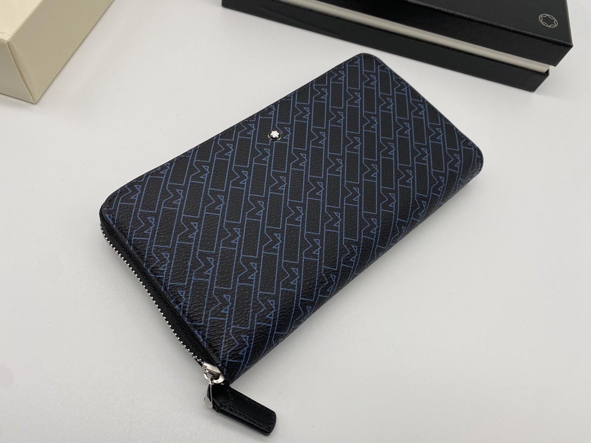 MONTBLANC M_GRAM 4810 12CC BLUE CANVAS ZIP WALLET NEW 100% GENUINE