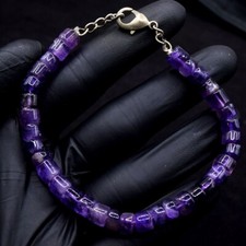 Most Beautiful Round Shape Purple Amethyst 80.00 Cts  Beaded Bracelet VK 37 E643