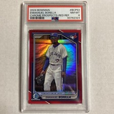2024 Bowman Chrome Red Refractor Enmanuel Bonilla ROOKIE 1/5 SSP PSA 8 PS