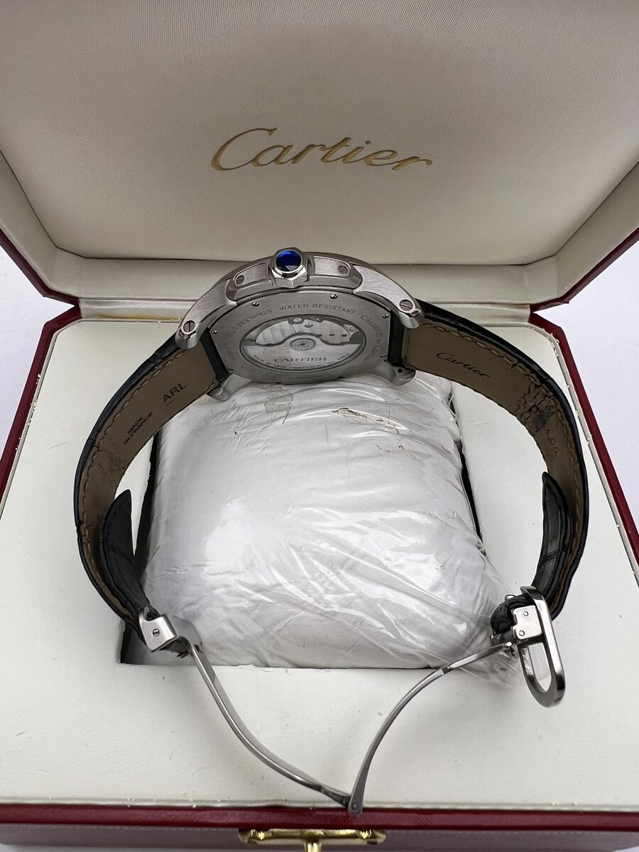 Cartier Calibre Black Dial Leather 42mm Men's Steel Watch Cartier Calibre Black Dial Leather 42mm Men's Steel Watch