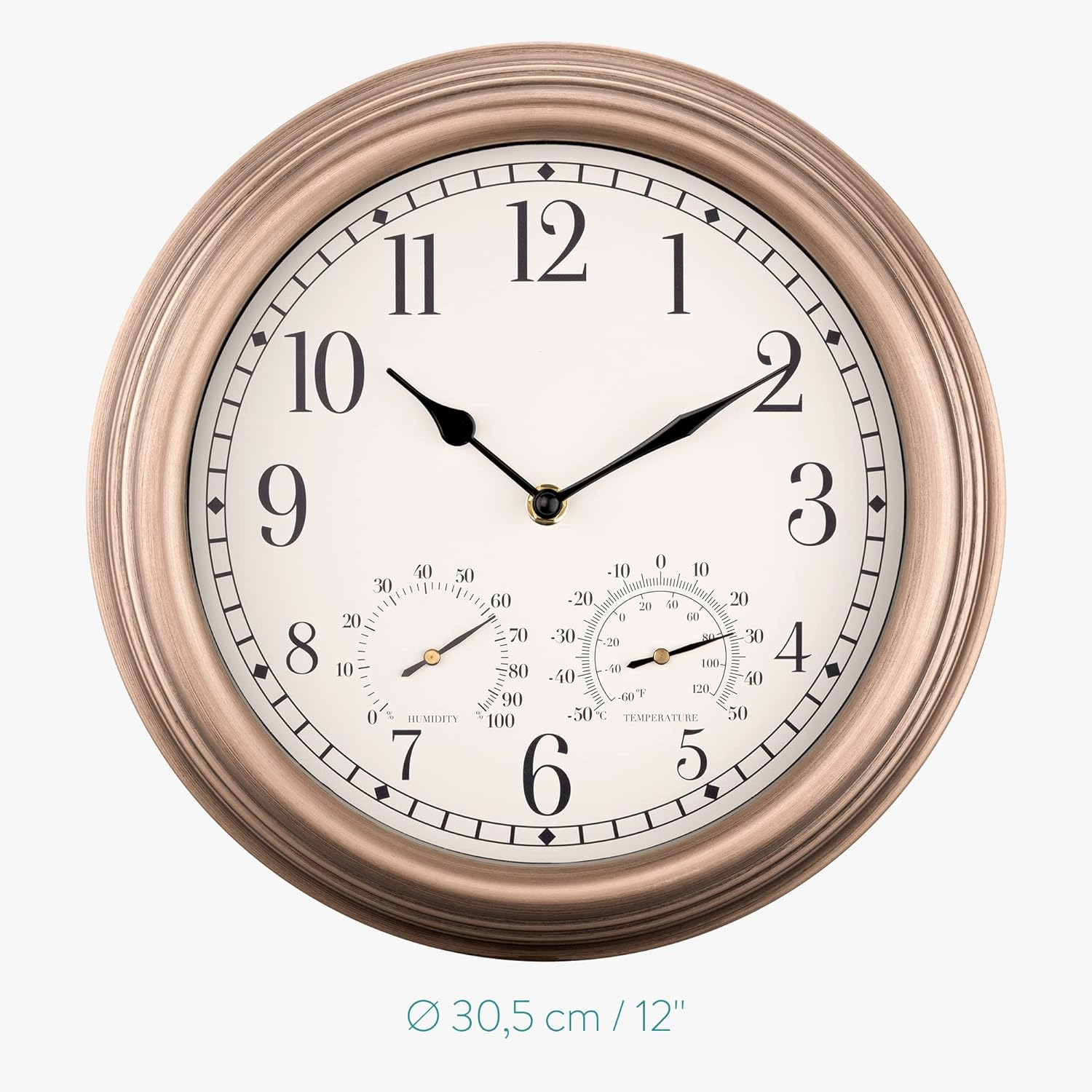 Navaris Waterproof Outdoor Clock 30.5cm Large Outdoor Clock and