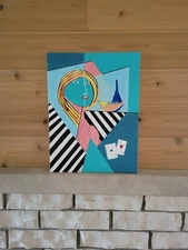 Mid Century Modern Abstract Vintage Brutalist Style Painting Modernist Original 