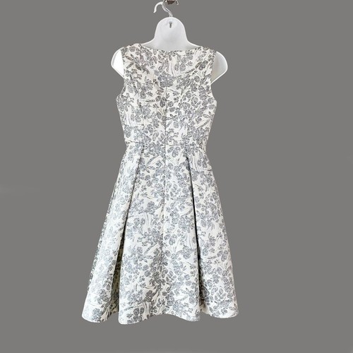 Maggie London Dress Bell Skirt with Tulle Formal Gray White 2 - Imagen 11 de 12