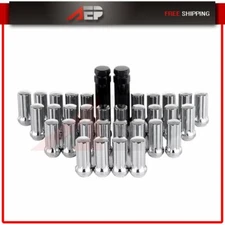 32 Set of M14x1.5 Chrome 7 Spline Lug Nuts + 2 Keys Fits Honda Odyssey Hummer H2