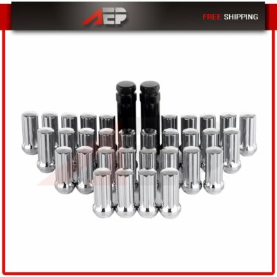 32 Set of M14x1.5 Chrome 7 Spline Lug Nuts + 2 Keys Fits Honda Odyssey Hummer H2