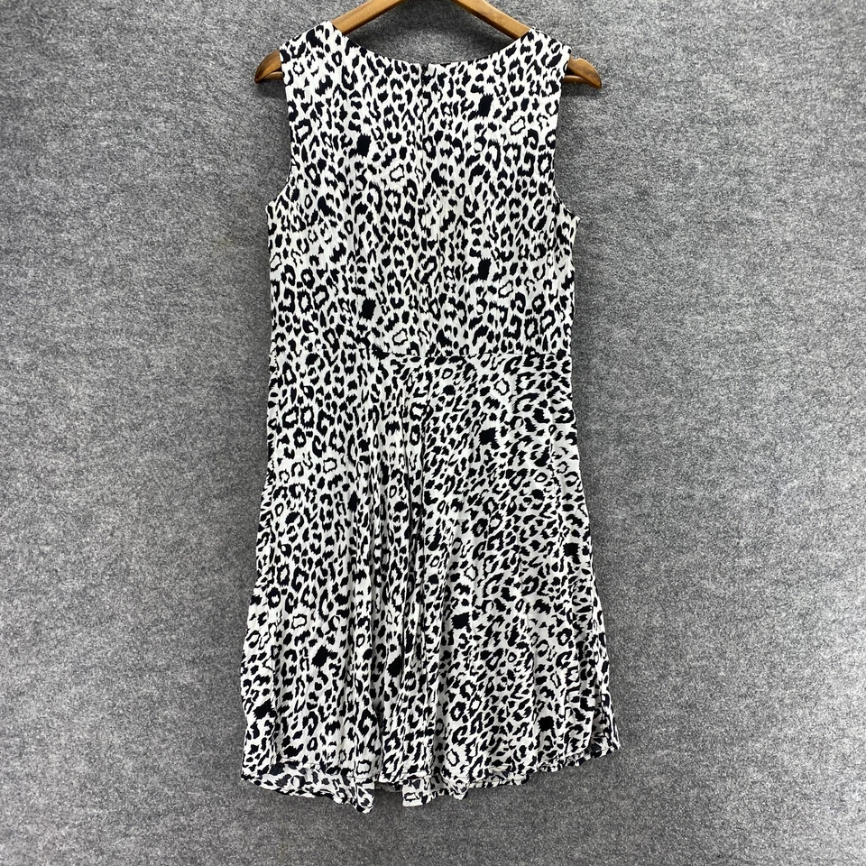 Vestido Ab Studio Mujer 14 Blanco Estampado Animal Cambio Midi Cremallera Sin Mangas Rayón Foto 2 de 4