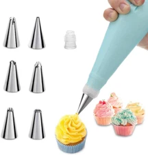 Piping Bag and Tips Cake Decorating and Baking Supplies Kit Includes Cupcake Ici