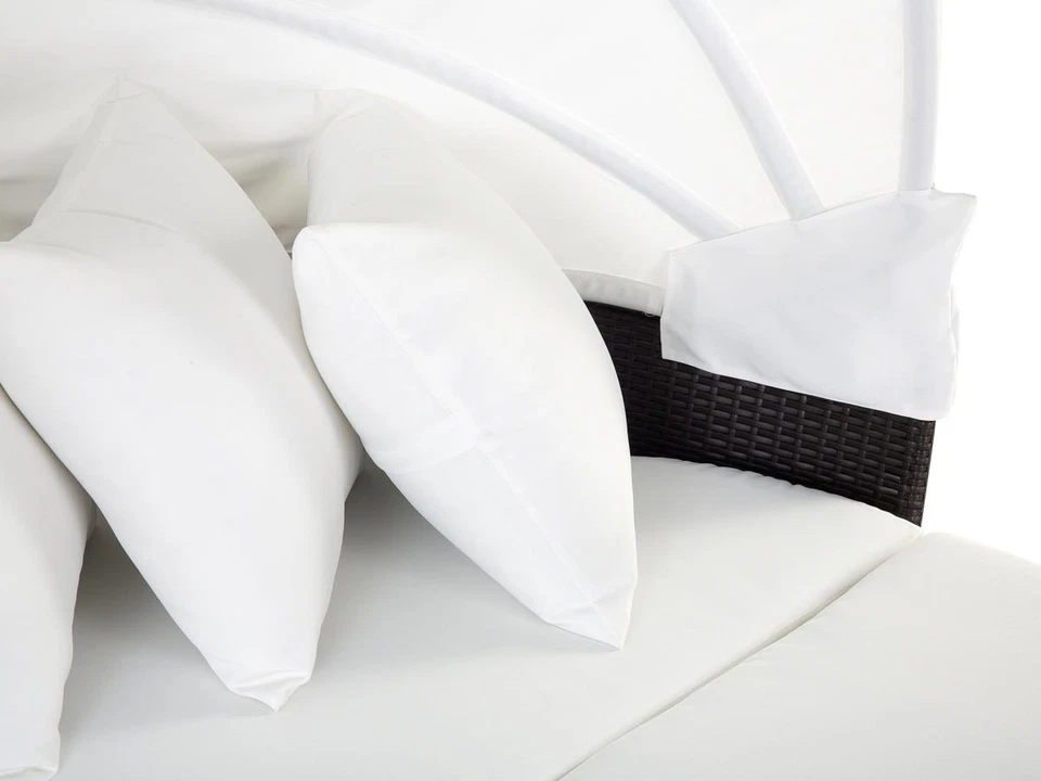 Großer Rattan Strandkorb Strandmuschel gepolsterte Sonneninsel Gartenliege weich - Bild 4 von 4