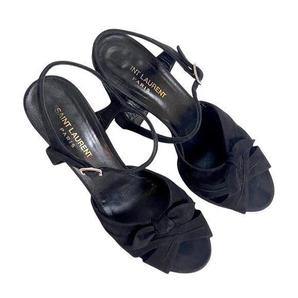 SAINT LAURENT (YSL) Sandali con plateau grossi neri in vera pelle Saint Laurent 100% autentici 40 10