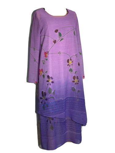 Vintage NIRA NIRA NEW YORK Floral Semi Sheer  Long Sleeve Tunic