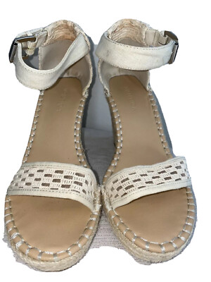 NAUTICA Espadrille Sandals Natural Wedges Ankle Straps 