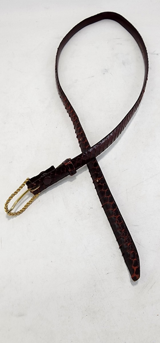 Vintage Collectif Skinny Belt Red Snake Leather Gold Buckle  display picture 3