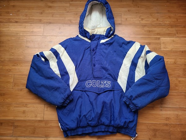 Vintage Mens Starter Indianapolis Colts 3/4 Pullover Jacket Size XL-Blue 