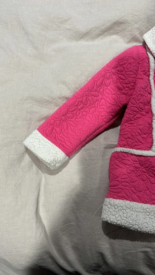 Chaqueta Abrigo Ropa Exterior Isobella & Chloe Niñas, Rosa Con Borde Blanco de Piel Sintética, 5T Foto 3 de 4