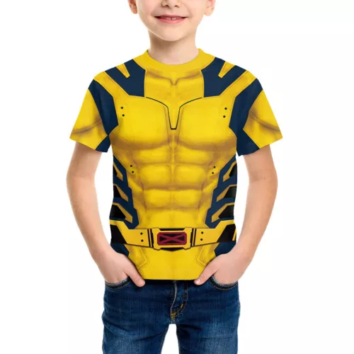 Kinder Deadpool 3 Wolverine Cosplay T-Shirt Jungen Mädchen kurzärmelig Halloween Party - Bild 7 von 11