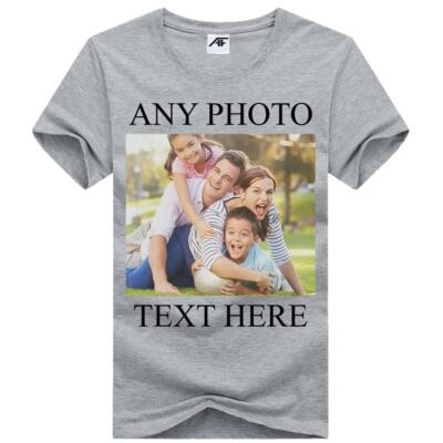 Herren-T-Shirt personalisiert Foto Text digital bedruckt Freizeit Sommerkleidung Rundhalsausschnitt