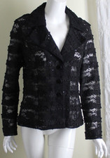 Clara Sun Woo Sz M Black Lace Sequin Floral Beautiful Blazer Jacket Topper