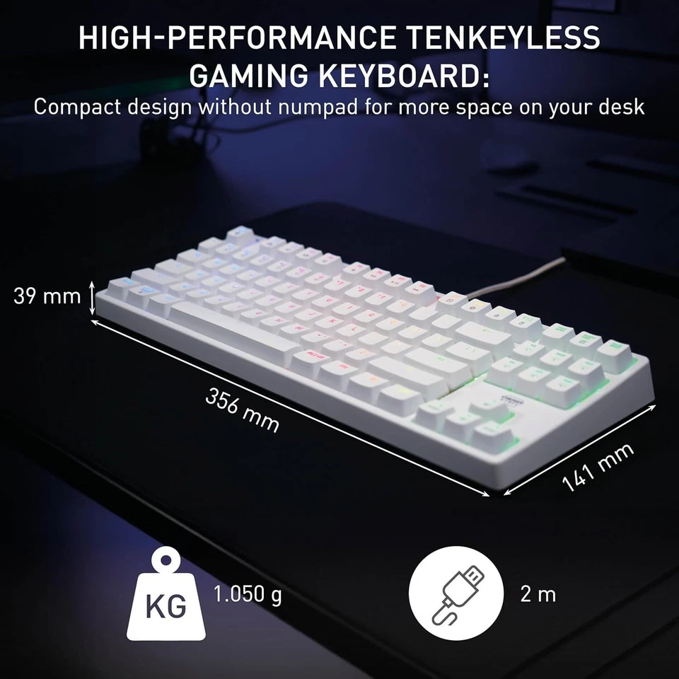 CHERRY XTRFY K4V2 TKL, Wired Gaming Keyboard White Brand New - Image 3 of 4
