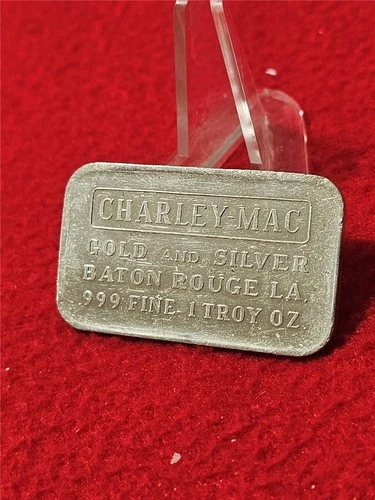 CHARLEY MAC GOLD AND SILVER BATON ROUGE LA. 999.0 FINE 1 TROY OZ INGOT    #T1986