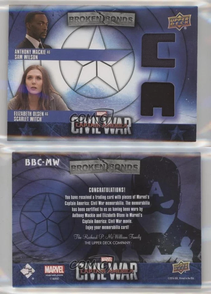 2016 Upper Deck Marvel Capitán América: Civil War Sam Wilson Bruja Escarlata 4et Foto 3 de 3