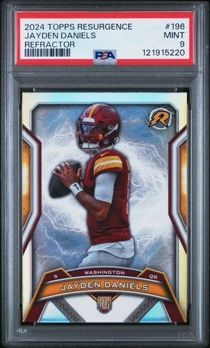 2024 TOPPS RESURGENCE REFRACTOR #196 JAYDEN DANIELS ROOKIE RC PSA 9