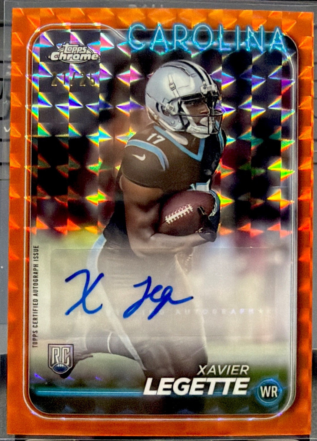 🔥2024 topps chrome SSP Xavier Legette orange geometric refractor auto /25🔥