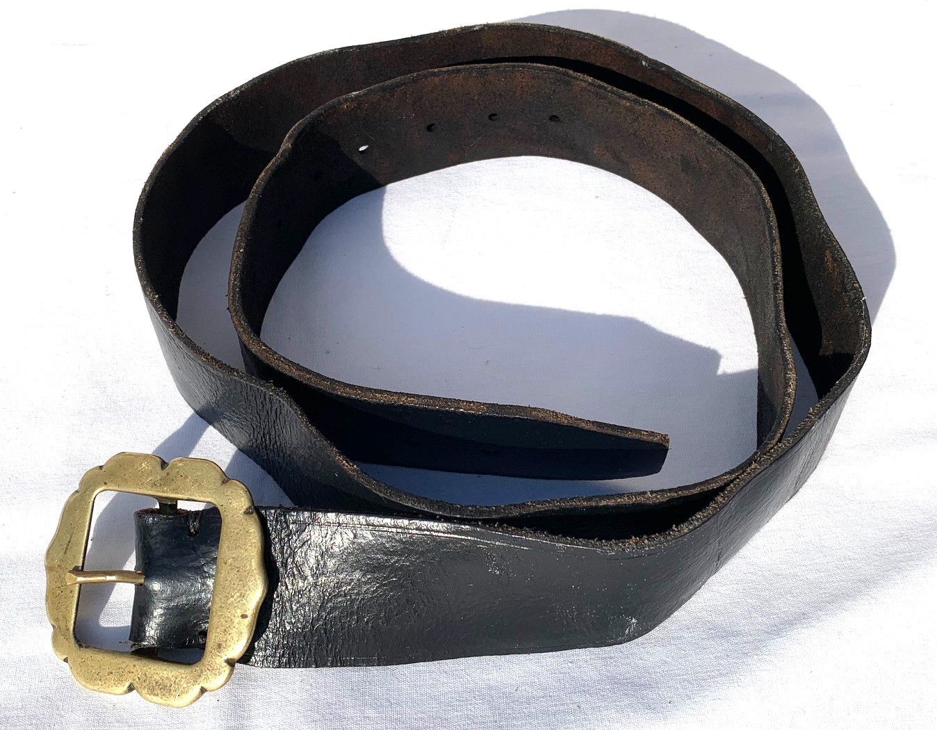 Handmade Black Leather with Solid Brass Buckle - image 1
