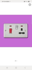 Image of Knightsbridge CL83BC Brushed chrome 45a DP cooker switch with socket and neons