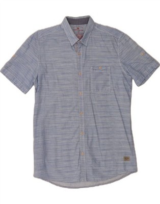 TOM TAILOR Mens Short Sleeve Shirt Large Blue Striped Cotton AZ08