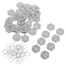 50 Pcs Hollowed Stainless Steel Number Tags Metal Numbered Key