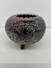 Antique Westmoreland  3 Footed Amethyst Carnival Glass Rose Bowl Louisa Pattern