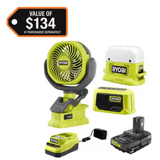 ONE+ 18V Cordless 3-Tool Campers Kit with Area Light, Bluetooth Speaker, 4 In. C