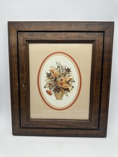 Vintage Framed Floral Print   Rustic Wood Frame   10.5  x 8.5  