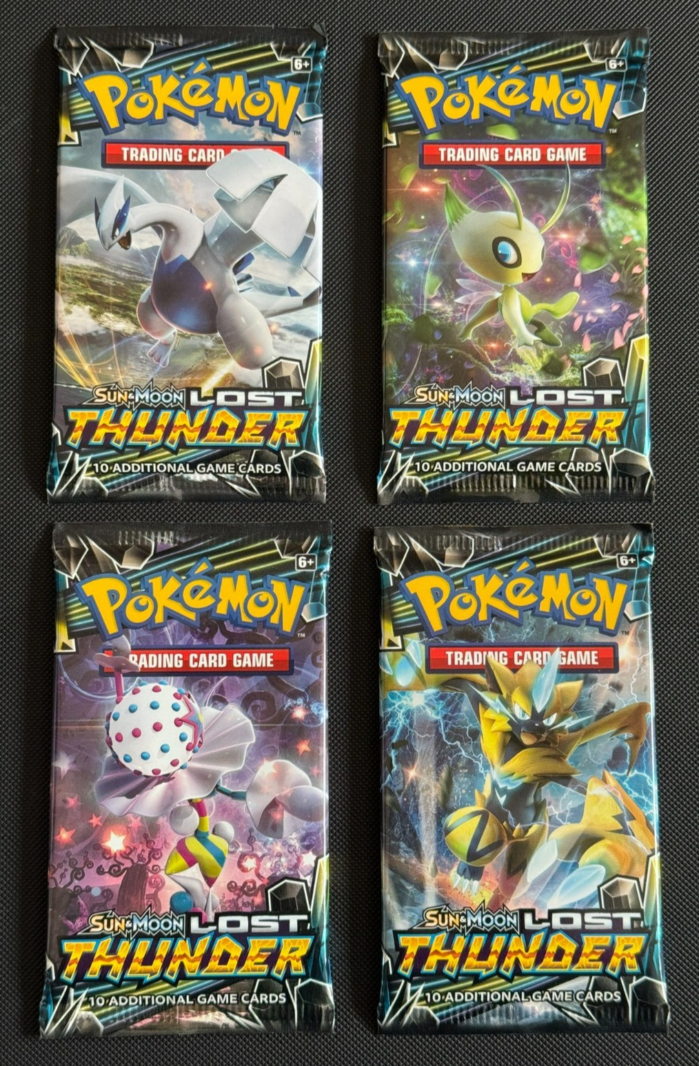 Pokemon Sun & Moon Lost Thunder Booster Complete Art Set - 4 Packs NEW SEALED