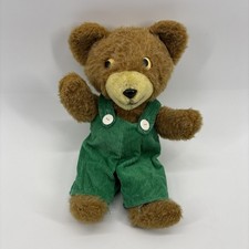 Vintage Trudy Corduroy Teddy Bear Plush  14" Green Overalls