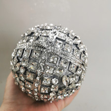Silver Bag Crystal Stone Ball Shape Evening Bag Gold Circle Sparkle Clutch Mini