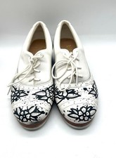 Bloch Jason Samuels Smith Tap Shoes White Leather W/Rose Tattoo Design Size 7