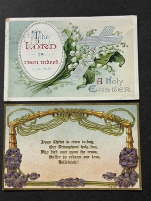Two Embossed Holy Easter  Postcards 1910.   c07