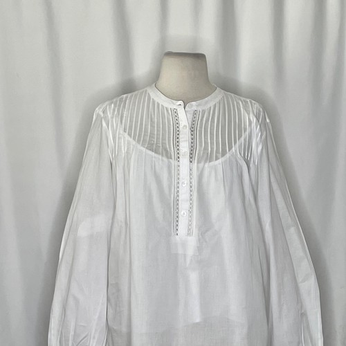 NWT!! J. CREW Pintuck Lace Trim Cotton Voile Solid White Top Blouse Large - Picture 3 of 19