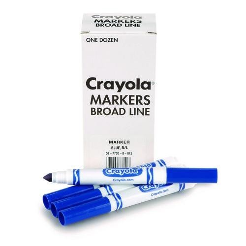 Crayola Broad Line Washable Markers, Broad Bullet Tip, Blue,