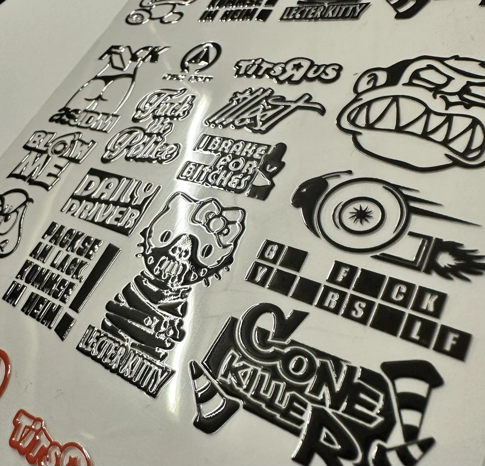 14teiliges JDM Aufkleber Set 1:10 RC Tuning Sticker Drifter Japan Modellbau sw - Bild 2 von 3