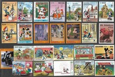 Disney stamps 25 all different collection Animation Cartoons    13.9.25      a