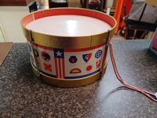Vtg Ohio Art Military Division Patriotic Toy Tin Drum WWII 1950s 11" Restoration